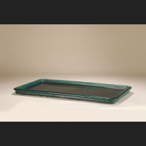 鴻陽作緑釉外縁長方水盤