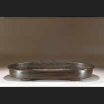 古銅外縁楕円水盤