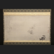 森寛斎筆「月に蝙蝠」
